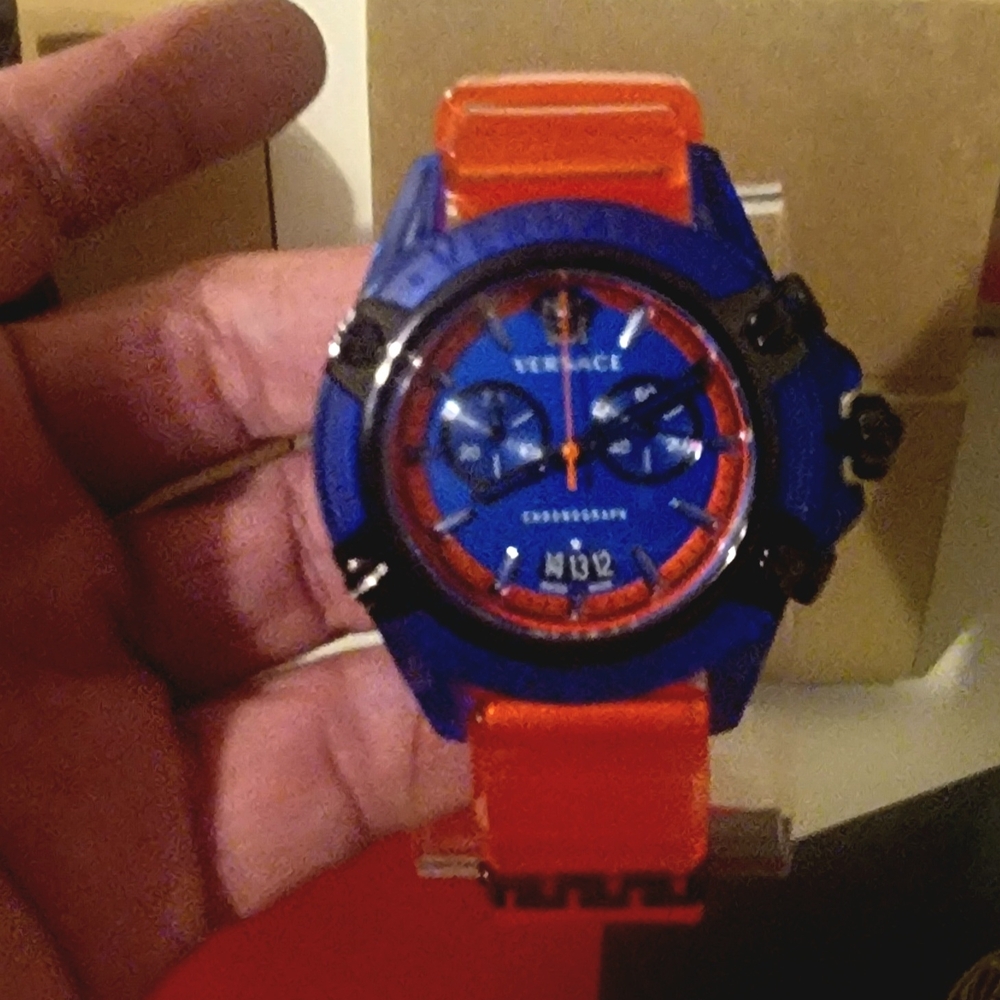 Authentic Versace Blue and Red Chronograph Watch